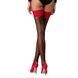 Панчохи Passion ST120 3/4 black-red, на ажурній силіконовій резинці, вишуканий декор та люрекс SO5789 фото 2
