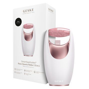 Ролер-масажер для обличчя з рожевим кварцом GESKE SmartAppGuided Rose Quartz Roller 5in1 starlight HB0644 фото