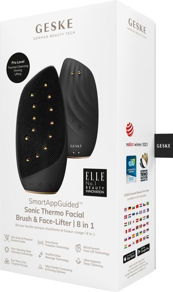 Очищувальна щітка для обличчя GESKE Sonic Thermo Facial Brush&Face-Lifter 8в1 gray HB0086 фото