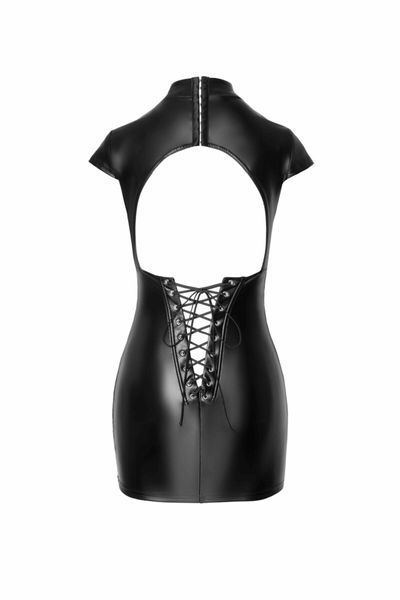 Сукня Noir Handmade F309 Fantasy, L, black, міні, під латекс, короткий рукав, шнурівка ззаду SX0293 фото