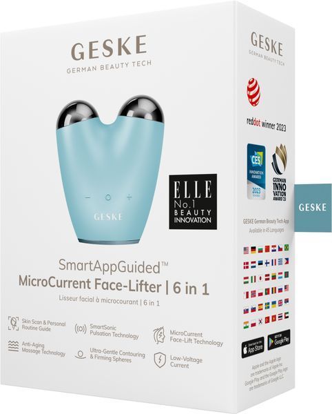 Мікрострумовий підтягувач шкіри обличчя GESKE MicroCurrent Face-Lifter 6в1 turquoise HB0136 фото
