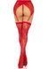 Комплект Leg Avenue Lace thigh highs & garterbelt, One Size, червоний, панчохи та пояс з пажами SX1060 фото 3