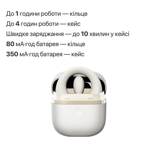 Ерекційне смарт-віброкільце Zalo Apis Ivory White, до 4 годин роботи, зарядний кейс SX2692 фото