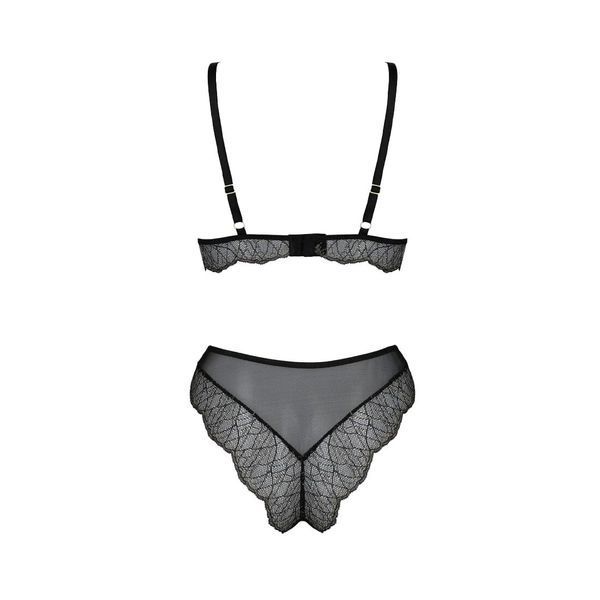 Комплект білизни Passion AMBERLY SET 6XL/7XL black, ліф, трусики бразиліана, люрексова нитка SO7056 фото