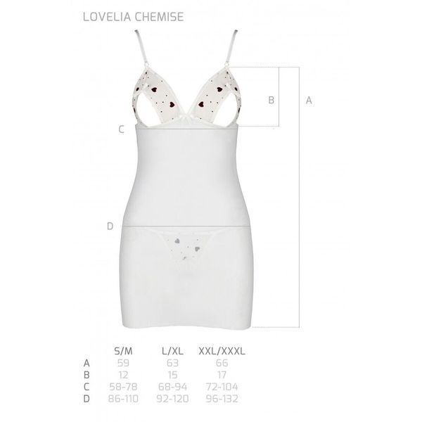 Сорочка з вирізами на грудях, стрінги Passion LOVELIA CHEMISE XXL/XXXL, white SO4764 фото