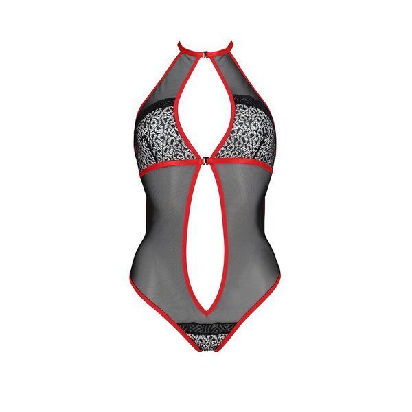Сітчасте боді з мереживом на грудях Passion SATARA BODY L/XL red SO8472 фото
