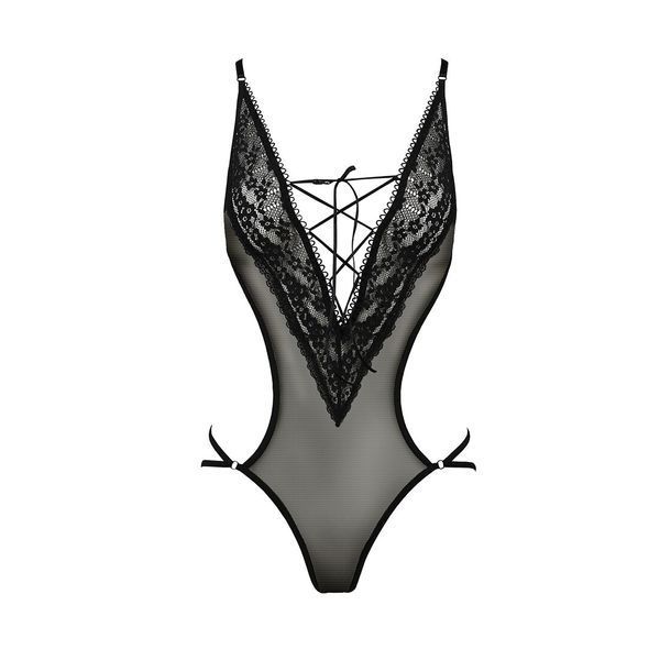 Боді монокіні з декольте Passion ERZA BODY S/M, black PS26002 фото