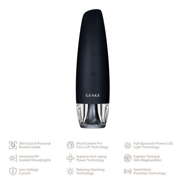Антивіковий LED-випромінювач для відновлення шкіри обличчя GESKE Anti-Aging Skin Renewer 9в1 black HB0577 фото