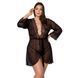 Пеньюар Passion AMBERLY PEIGNOIR 4XL/5XL, black, ажурні декольте та манжети, широкі рукави SO7053 фото 1