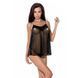 Сорочка прозора бебі-дол Passion MELANIA CHEMISE L/XL, black, трусики, на тонких бретелях EL16304 фото 1